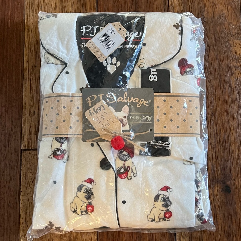 PJ Salvage Christmas dog print pajama set
